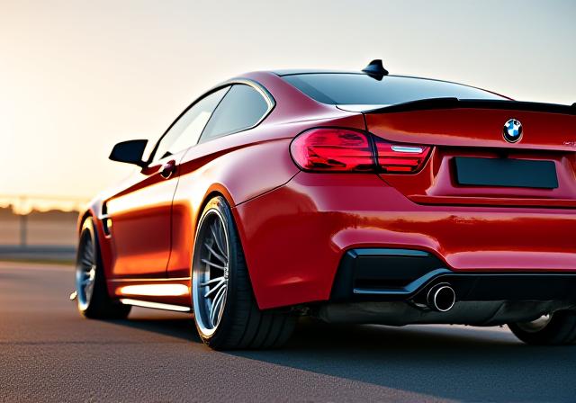 Červené BMW M4 Competition po úpravě s Akrapovič výfukem